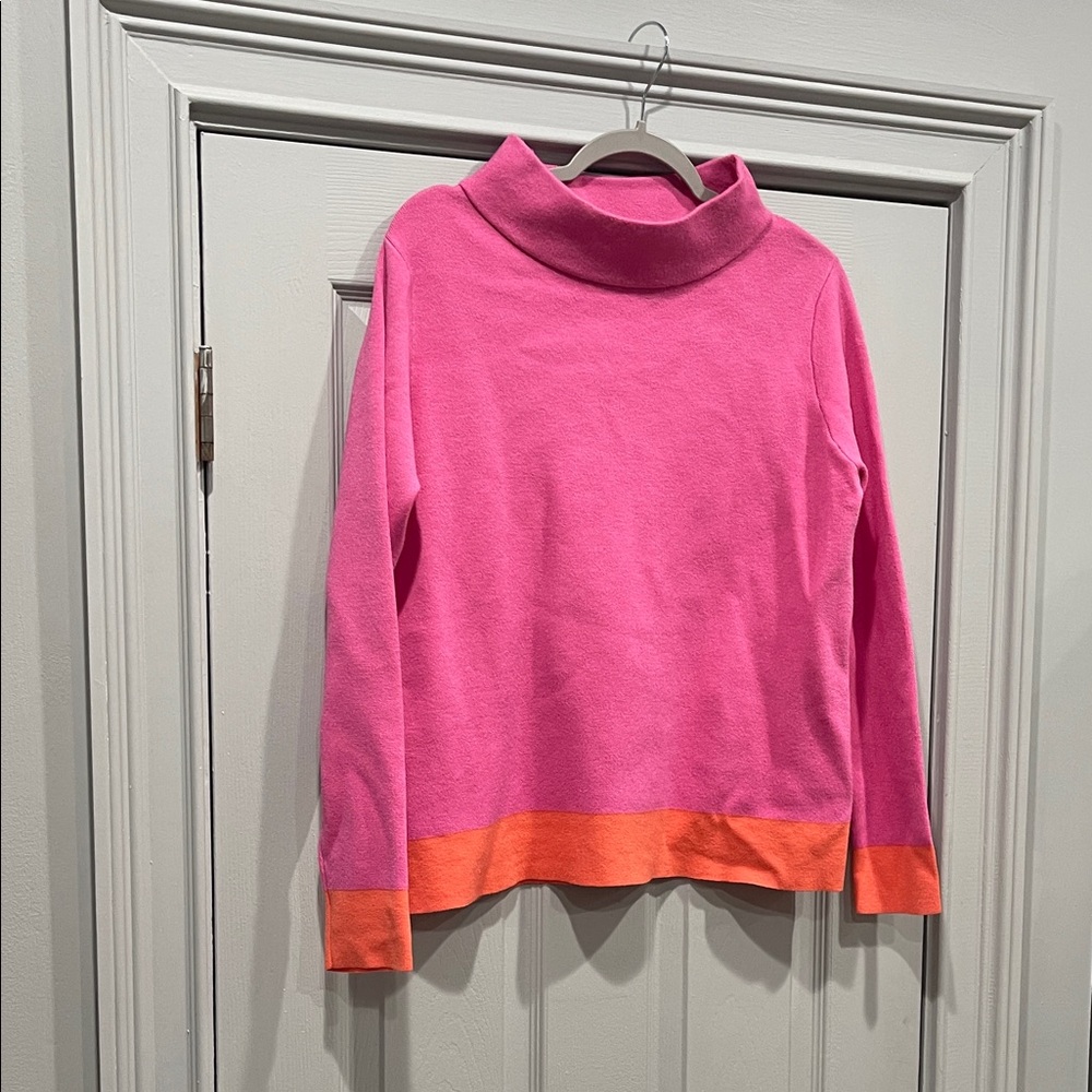 Chic Pink and Orange Cowl Neck Sweater